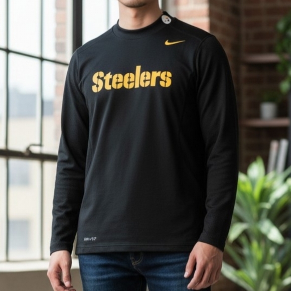 Nike Other - Nike Pittsburgh Steelers Shirt Men's Size S Black On Field Long Sleeve 2-Sided